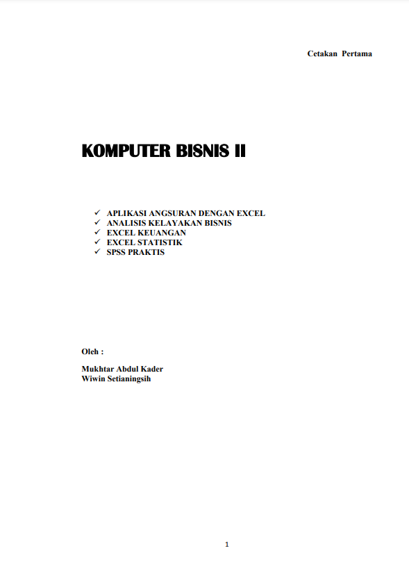 KOMPUTER BISNIS II : Buku Latihan Praktis Komputer Bisnis